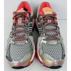 ASICS GEL-Nimbus 15 Womens Size 6 Gray Pink Orange Running Shoes Excellent Cond